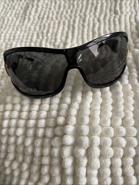 Gucci Black Shield Sunglasses with Dark Lenses